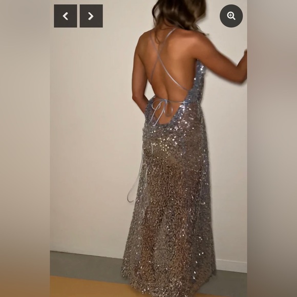 NYE Dress Light Blue Silver Sequins - Picture 7 of 8